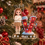 Personalised 3D-Effect Artwork Cartoon Character Photo Initial Acrylic Hanging Ornament with Name Tree Decoration Christmas Gift for Family Kids