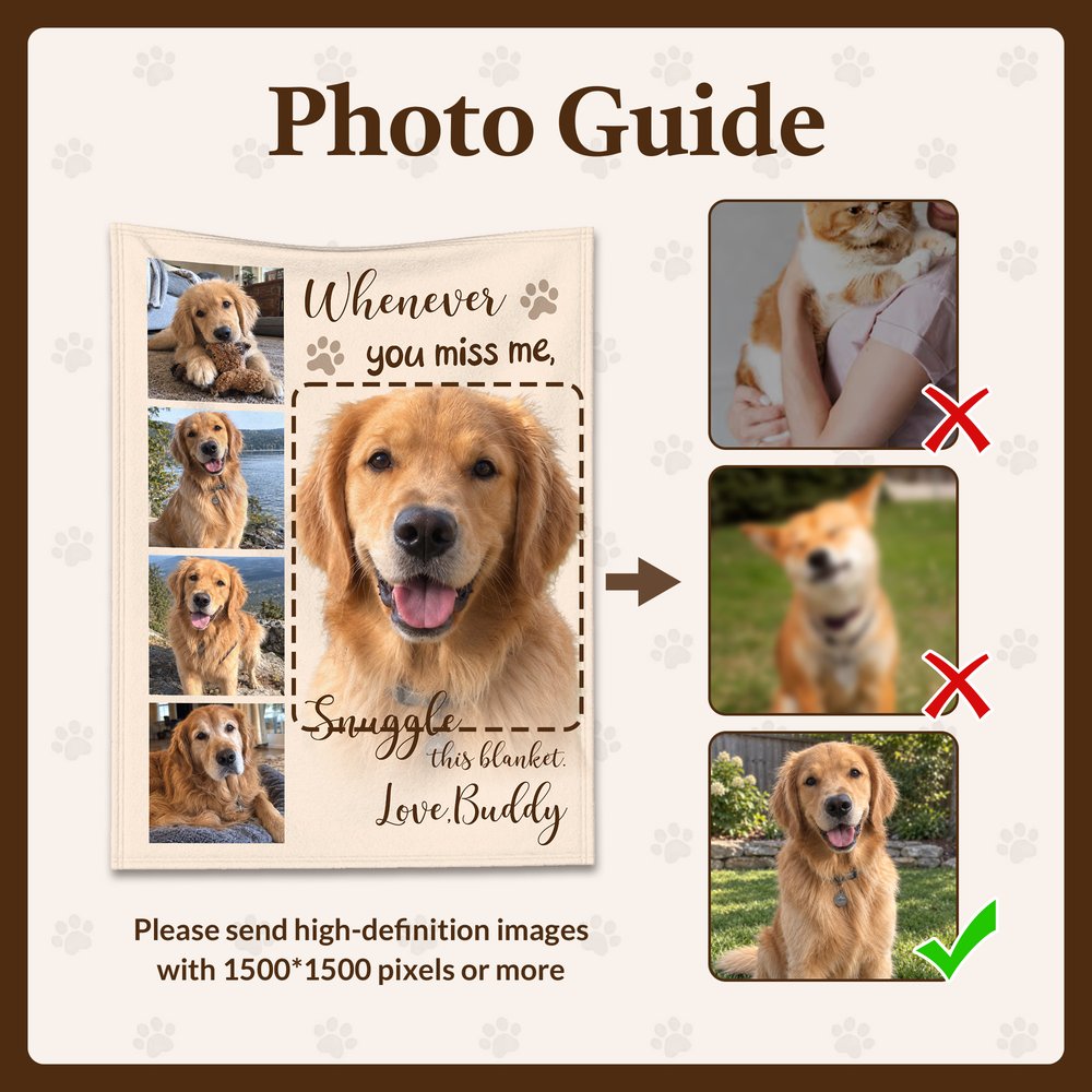 Couverture moelleuse personnalisée multicolore avec 5 photos d'animaux de compagnie, motif « empreintes de pattes » et prénom – Décoration d'intérieur, cadeau commémoratif ou de condoléances pour les  7