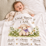 Personalised Lily Lamb Christian Blessing Quotes Soft Warm Throw Blanket with Name and Date Room Decor Baby Shower Baptism Gift for Kid Newborn