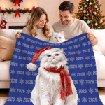 Manta suave personalizada con foto de dibujos animados navideños, texto y año; decoración para el hogar y regalo de Navidad para la familia o la pareja 3