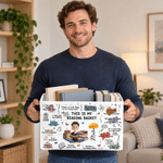 Cesta de almacenamiento personalizada «This Is My Reading Basket» con la flor del mes de nacimiento y un personaje de dibujos animados, con nombre y asa. Regalo de cumpleaños o Navidad para los amante 5