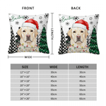 Personalised Christmas-Themed Watercolor Pet Photo Soft Cushion Cover with Name Home Sofa Decor Christmas Gift for Pet Owners