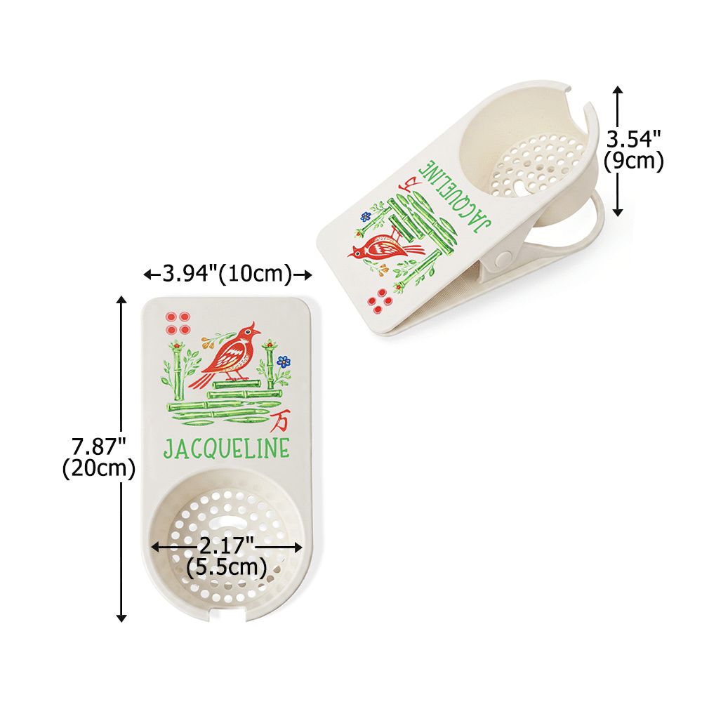 Portavasos de mesa con diseño personalizado de cartas de mahjong con pájaros y nombre. Decoración para el hogar. Regalo ideal para las noches de mahjong, para los amantes y jugadores de este juego. 8