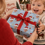 Personalized Christmas Gift Box Snowflake Santa Face Photo Wrapping Paper with Name Christmas Holiday Party Gift for Kids Boys Girls