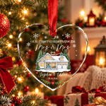 Personalized Our First Christmas Snow House Acrylic Glass Ornament with Names and Date Tree Decor 1st Christmas Gift for Newlyweds Couples