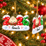 Decorazione natalizia personalizzata con effetto 3D: grazioso fiocco di neve a forma di gnocchetto 2026, con nome, decorazione per l'albero di Natale, regalo di Natale per la famiglia, i bambini e gli