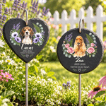Personalised Flower Pet Photo Garden Stone with Name and Date Memorial Sympathy Gift for Pet Owner Lover