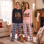 Personalisiertes „Just a Jolly Paw“-Weihnachts-Pyjama-Set für Dackel aus weichem Karo-Stoff mit langen Ärmeln und Namensaufdruck – Hauskleidung und Weihnachtsgeschenk für Hundeliebhaberinnen