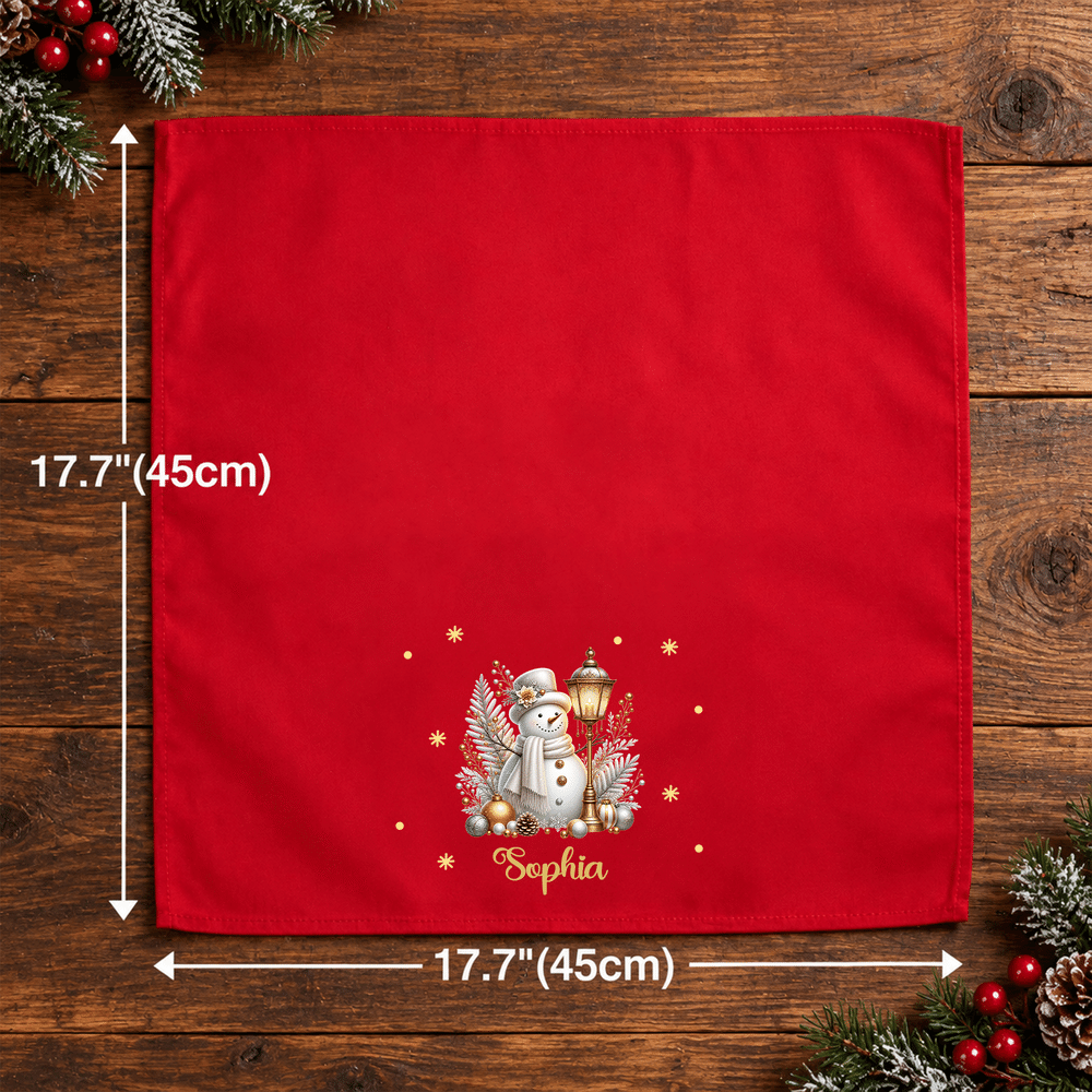 Servilleta de algodón 100 % de secado rápido, con diseño personalizado de muñeco de nieve y copos de nieve al estilo de dibujos animados, con nombre, ideal como regalo de Navidad para familiares y ami 8