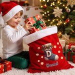Personalized Christmas Stocking Pattern Gift Bag with Name and Initial Christmas Gift for Kids Family Friends