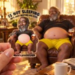 Personalised Dad Is Not Sleeping Funny Squishy Silicone Belly Photo Acrylic Fridge Magnet with Name Birthday Father's Day Gift for Dad Men
