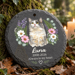 Personalised Flower Pet Photo Garden Stone with Name and Date Memorial Sympathy Gift for Pet Owner Lover