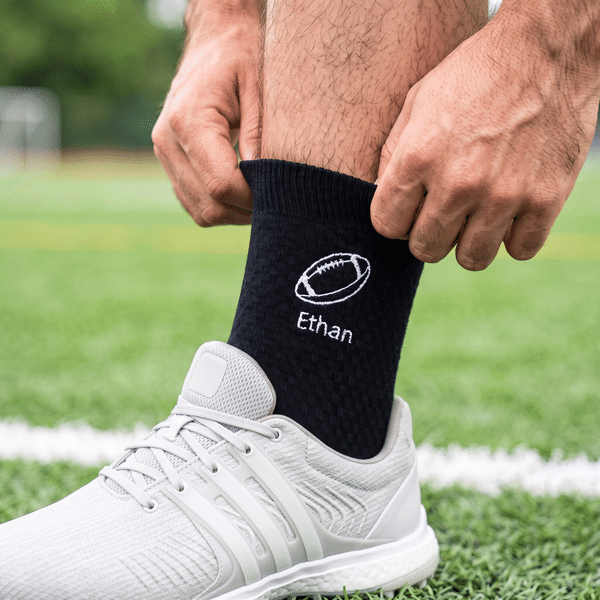 Personalized Multicolour Embroidered Sports Socks with Name Birthday Game Day Gift for Sport Lover
