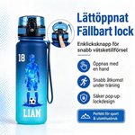 Personlig vattenflaska med fotboll namn och nummer läcksäker sportflaska för barn fotbollsskola match och sommarträning 12