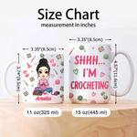 Personalised Cartoon Knitted Character Yarn Crochet 11 oz 15 oz Ceramic Mug with Name Daily Use Christmas Birthday Gift for Knitting Lovers