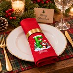 Personalised Reindeer Nutcracker Santa Initial 100% Cotton Napkins with Name Festive Table Decor Christmas Gift for Family Friend