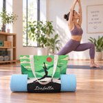 Personalised Multicolour Yoga Silhouette Mat Tote Bag with Name Yoga Accessories Sports Gift for Women Yoga Lovers