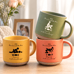 Personalized Funny Stickman Pattern Ceramic Coffee Mug with Initial and Year Wedding Anniversary Birthday Gift for Couple Husband Wife