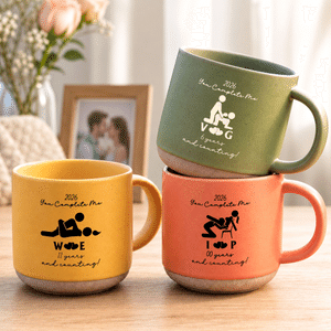 Personalized Funny Stickman Pattern Ceramic Coffee Mug with Initial and Year Wedding Anniversary Birthday Gift for Couple Husband Wife