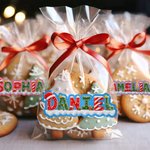 Personalised Multicolour Christmas Santa Hat Gingerbread Man Letter Sticker Name Gift Tag Christmas Gift for Family Friend