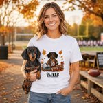 Personalized Fall Season Maple Rugby Jersey Pet Photo T-Shirt Sweatshirt Hoodie with Name Birthday Team Gift for Pet Owners Football Lovers