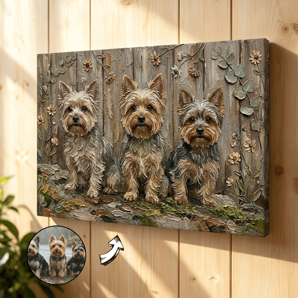 Personalized Floral Wooden Wall Spatula Oil Painting Style Pet Photo Canvas Prints with Text Home Decor Birthday Gift for Pet Owners 8