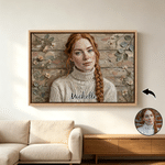 Stampe su tela personalizzate con ritratti in stile pittura a olio, realizzati con spatole da cucina in legno e motivi floreali, con testo; decorazioni per la casa; spedizione dagli Stati Uniti; regalo di compleanno per familiari e amici