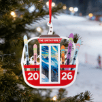 Personalized Winter Skiing Skateboard Lift Shaped Acrylic Ornament with Name And Year Christmas Team Gift for Skiing Lovers Players
