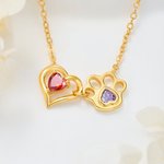 Personalisierte Halskette aus Sterlingsilber mit Herz-, Hunde- oder Katzenpfotenabdruck-Anhänger und Geburtsstein – eleganter Schmuck als Geburtstagsgeschenk für Tierliebhaber