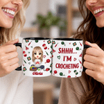 Personalised Cartoon Knitted Character Yarn Crochet 11 oz 15 oz Ceramic Mug with Name Daily Use Christmas Birthday Gift for Knitting Lovers
