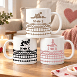 Tasse à café en céramique personnalisée avec motif Stickman, 11 oz ou 15 oz, avec initiale – Cadeau de tous les jours, pour un anniversaire de mariage, un anniversaire ou Noël, pour un couple, une femme ou un mari