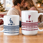 Tasse à café en céramique personnalisée avec motif Stickman, 11 oz ou 15 oz, avec initiale – Cadeau de tous les jours, pour un anniversaire de mariage, un anniversaire ou Noël, pour un couple, une femme ou un mari