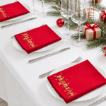 Personalised Gingerbread Christmas Biscuit Pattern 100% Cotton Reusable Red Napkin with Name Table Decor Christmas Gift for Family Friend