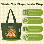 Personalisierter Foto-Zeichnung Shopper mit Geburtsblumen & Namen | großes Fassungsvermögen | Cord Tasche | Tote Bag | Geburtstagsgeschenk für Frauen