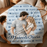 Personalized Watercolor Couple Photo Soft Throw Blanket with Title and Names Home Decor Anniversary Birthday Gift for Couple Lover