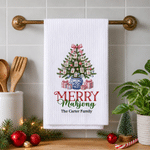 Personalized Absorbent Lightweight Merry Mahjong Christmas Tree 100% Cotton Tea Towel with Text Kitchen Use Christmas Gift for Mahjong Lover Mom