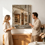 Personalized Spatula Oil Painting Style First Day Meet Location Photo Canvas Prints Home Decor Ship from USA Wedding Anniversary Gift for Couple