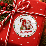 Personalised Cute Santa Claus Snowflake Star Waterproof Stickers with Name Christmas Party Gift for Family Kids
