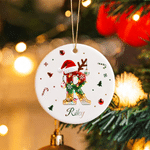 Personalised Metal Look Reindeer Initial Ceramic Christmas Ornament with Name Home Decor Christmas Gift for Family Babies Kids