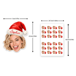 Personalized Cute Santa Hat Photo Waterproof Sticker with Name Gift Decor Christmas Gift for Family Friends Kids