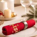 Personalised Gingerbread Christmas Biscuit Pattern 100% Cotton Reusable Red Napkin with Name Table Decor Christmas Gift for Family Friend