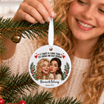 Personalized Christmas Theme Cartoon Comic Photo Ceramic Ornament with Text and Year Christmas Gift for Besties Friends