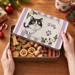 Personalised  Multicolour Cartoon Pet Photo Footprint Tin Storage Box with Name Christmas Gift for Pet Owner