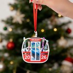 Personalized Winter Skiing Skateboard Lift Shaped Acrylic Ornament with Name And Year Christmas Team Gift for Skiing Lovers Players