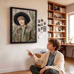 Stampe su tela personalizzate con ritratti in stile pittura a olio, realizzati con spatole da cucina in legno e motivi floreali, con testo; decorazioni per la casa; spedizione dagli Stati Uniti; regalo di compleanno per familiari e amici