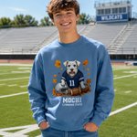 Personalized Fall Season Maple Rugby Jersey Pet Photo T-Shirt Sweatshirt Hoodie with Name Birthday Team Gift for Pet Owners Football Lovers