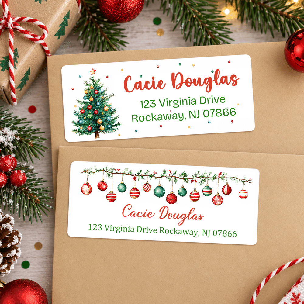 Personalized Watercolor Christmas Theme Return Address Labels with Name and Address Daily Use Christmas Gift for Family Friends 1