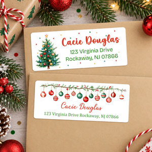 Personalized Watercolor Christmas Theme Return Address Labels with Name and Address Daily Use Christmas Gift for Family Friends