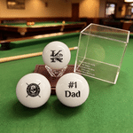 Personalized Engraved Billiards Cue Ball with Name Text Logo and Display Box Birthday Gift for Men Pool Players