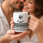 Tasse à café en céramique personnalisée avec motif Stickman, 11 oz ou 15 oz, avec initiale – Cadeau de tous les jours, pour un anniversaire de mariage, un anniversaire ou Noël, pour un couple, une femme ou un mari